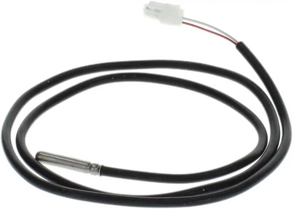 Temperaturfühler mit schwarzem Kabel und Stecker, hergestellt von Bosch. Der Sensorkopf ist aus Metall und dient zur Temperaturmessung in verschiedenen Anwendungen.